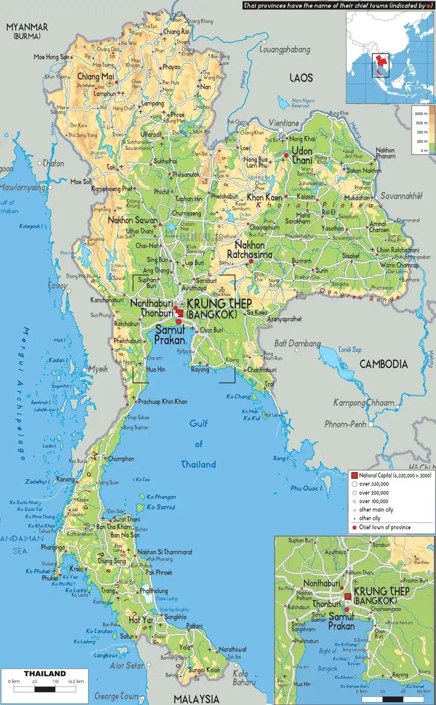Carte intégrale de la Thaïlande